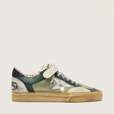 Golden Goose Ball Star Lab In Green Suede With Silver Leather Star And Black Suede Heel Tab Golden Goose Ball Star Lab In Green Suede With Silver Leather Star And Black Suede Heel Tab