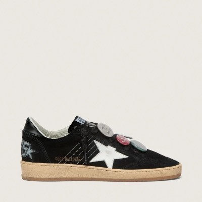 Golden Goose Ball Star Ltd In Black Suede With Skins Golden Goose Ball Star Ltd In Black Suede With Skins