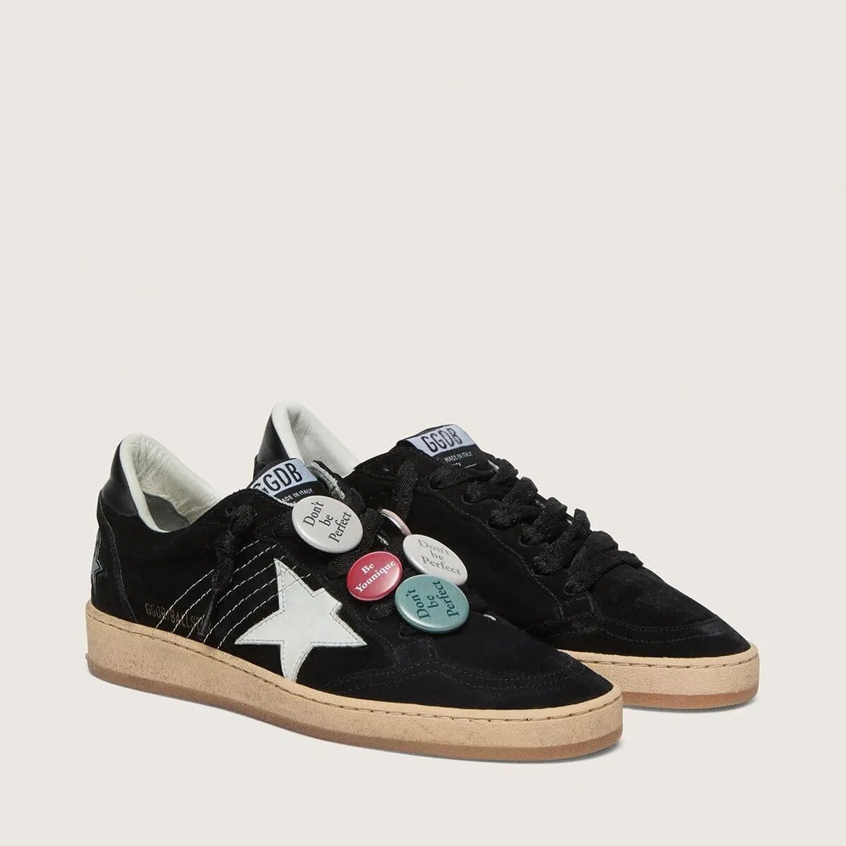 Golden Goose Ball Star Ltd In Black Suede With Skins Golden Goose Ball Star Ltd In Black Suede With Skins