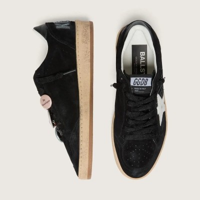 Golden Goose Ball Star Ltd In Black Suede With Skins Golden Goose Ball Star Ltd In Black Suede With Skins