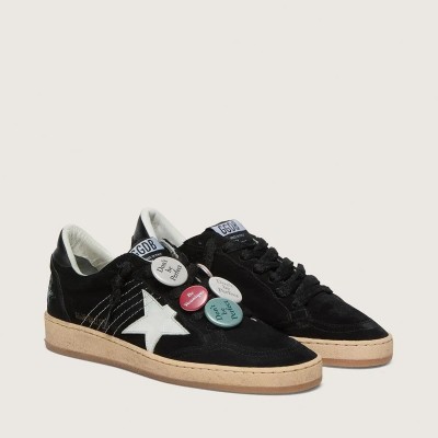 Golden Goose Ball Star Ltd In Black Suede With Skins Golden Goose Ball Star Ltd In Black Suede With Skins