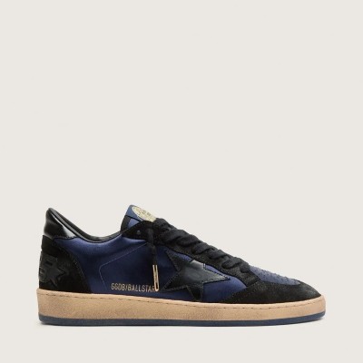 Golden Goose Ball Star Ltd In Dark Blue And Black Suede With Black Star