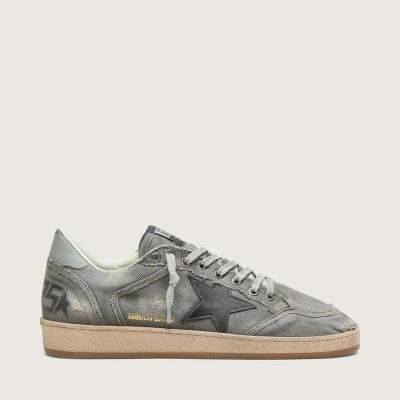 Golden Goose Ball Star Ltd In Gray Denim With Black Leather Star Golden Goose Ball Star Ltd In Gray Denim With Black Leather Star