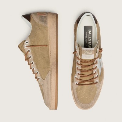 Golden Goose Ball Star Ltd In Tobacco Suede With Silver Star Golden Goose Ball Star Ltd In Tobacco Suede With Silver Star