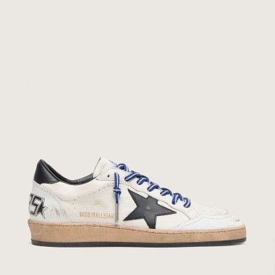 Golden Goose Ball Star Ltd In White Nappa Leather With Black Leather Star And Heel Tab Golden Goose Ball Star Ltd In White Nappa Leather With Black Leather Star And Heel Tab