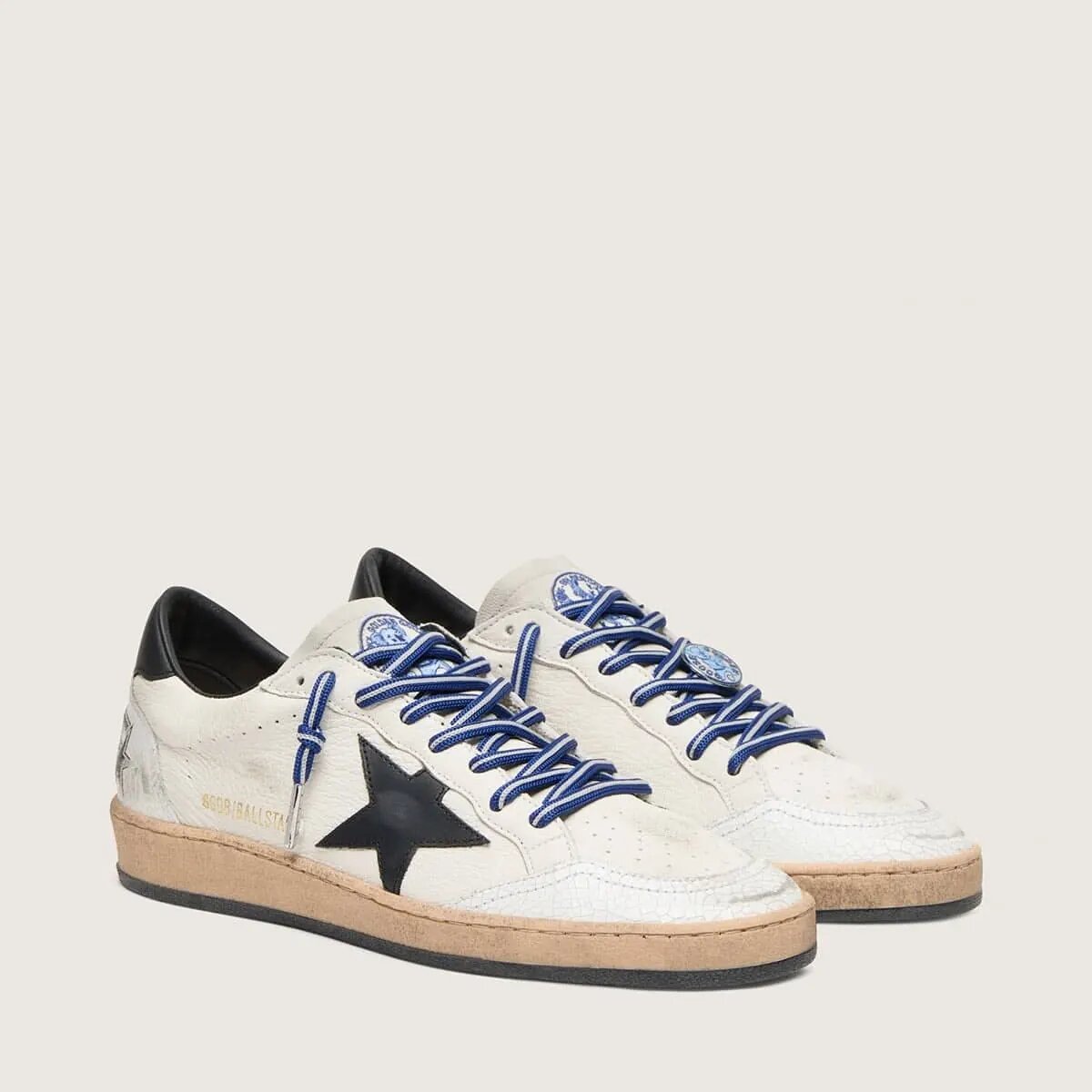Golden Goose Ball Star Ltd In White Nappa Leather With Black Leather Star And Heel Tab Golden Goose Ball Star Ltd In White Nappa Leather With Black Leather Star And Heel Tab