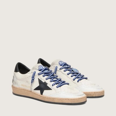 Golden Goose Ball Star Ltd In White Nappa Leather With Black Leather Star And Heel Tab Golden Goose Ball Star Ltd In White Nappa Leather With Black Leather Star And Heel Tab