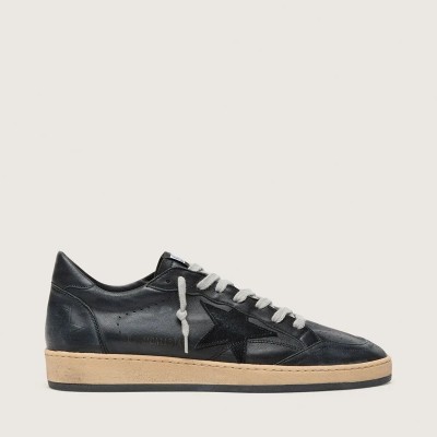 Golden Goose Ball Star In Black Nappa With Suede Star And Nappa Heel Tab Golden Goose Ball Star In Black Nappa With Suede Star And Nappa Heel Tab