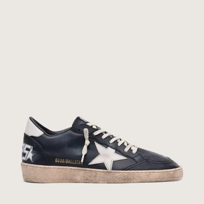 Golden Goose Ball Star In Black Nappa With White Leather Star And Heel Tab Golden Goose Ball Star In Black Nappa With White Leather Star And Heel Tab