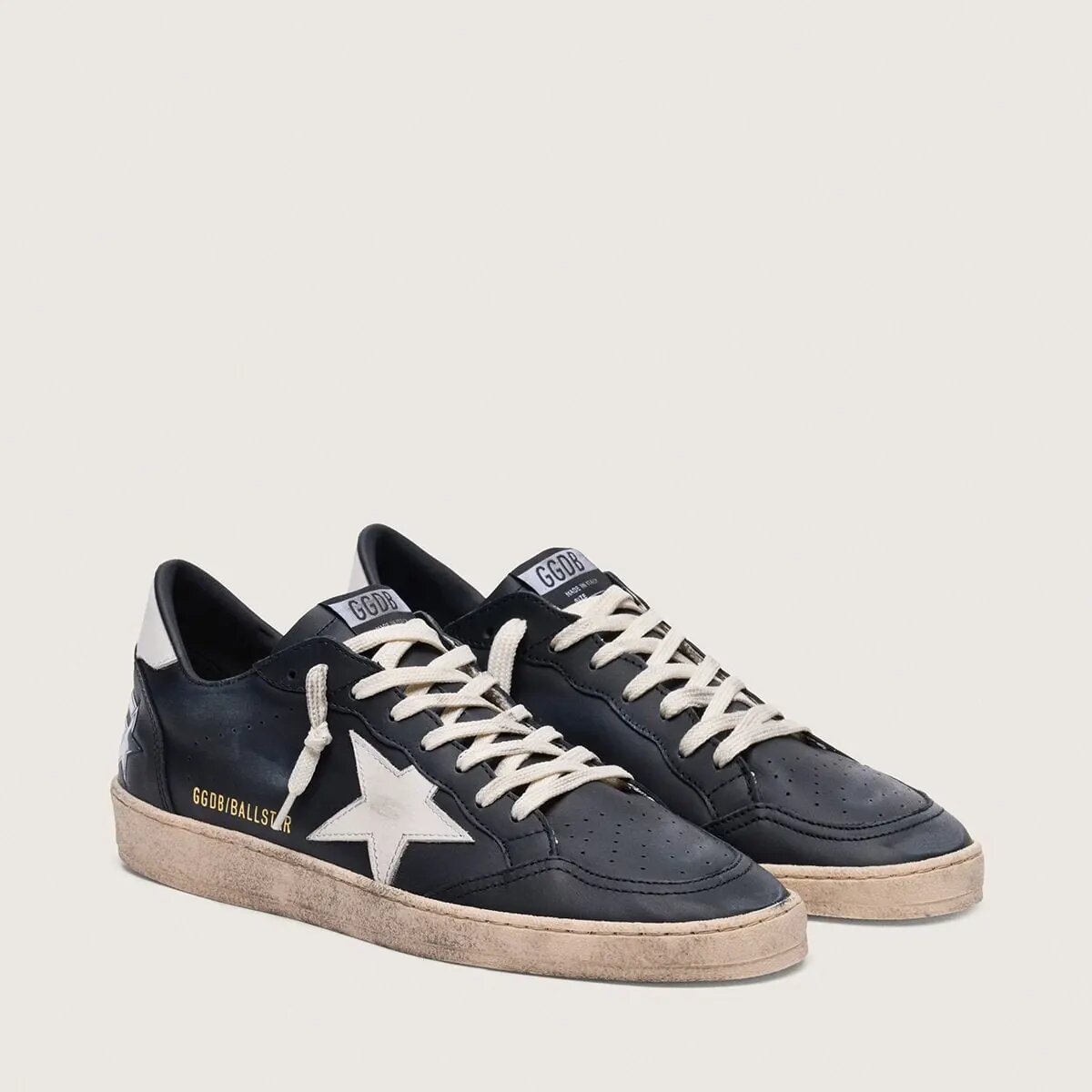 Golden Goose Ball Star In Black Nappa With White Leather Star And Heel Tab Golden Goose Ball Star In Black Nappa With White Leather Star And Heel Tab