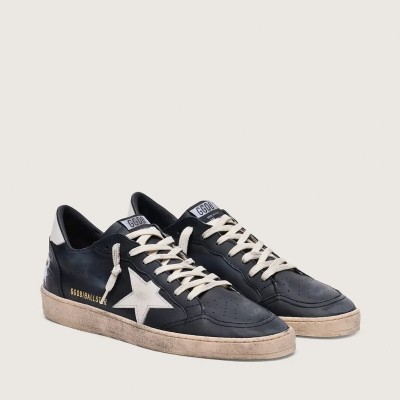 Golden Goose Ball Star In Black Nappa With White Leather Star And Heel Tab Golden Goose Ball Star In Black Nappa With White Leather Star And Heel Tab
