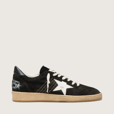 Golden Goose Ball Star In Black Suede With White Leather Star Golden Goose Ball Star In Black Suede With White Leather Star