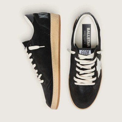 Golden Goose Ball Star In Black Suede With White Leather Star Golden Goose Ball Star In Black Suede With White Leather Star