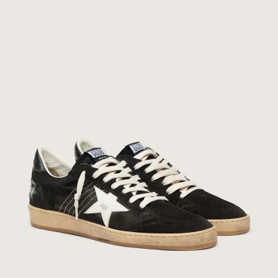 Golden Goose Ball Star In Black Suede With White Leather Star Golden Goose Ball Star In Black Suede With White Leather Star