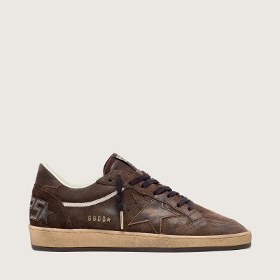 Golden Goose Ball Star In Brown Suede With Brown Leather Star And Heel Tab Golden Goose Ball Star In Brown Suede With Brown Leather Star And Heel Tab