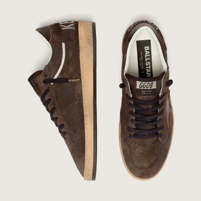 Golden Goose Ball Star In Brown Suede With Brown Leather Star And Heel Tab Golden Goose Ball Star In Brown Suede With Brown Leather Star And Heel Tab