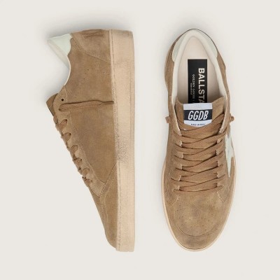 Golden Goose Ball Star In Brown Suede With White Leather Star Golden Goose Ball Star In Brown Suede With White Leather Star