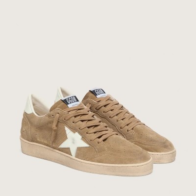 Golden Goose Ball Star In Brown Suede With White Leather Star Golden Goose Ball Star In Brown Suede With White Leather Star