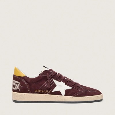 Golden Goose Ball Star In Chocolate Nubuck With Leather Star And Heel Tab Golden Goose Ball Star In Chocolate Nubuck With Leather Star And Heel Tab