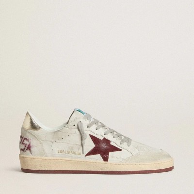 Golden Goose Ball Star In Crocodile-Print Nubuck With Burgundy Suede Star Golden Goose Ball Star In Crocodile-Print Nubuck With Burgundy Suede Star