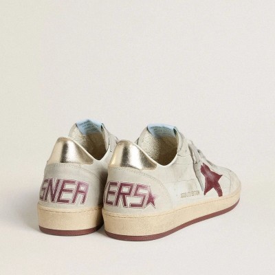 Golden Goose Ball Star In Crocodile-Print Nubuck With Burgundy Suede Star Golden Goose Ball Star In Crocodile-Print Nubuck With Burgundy Suede Star