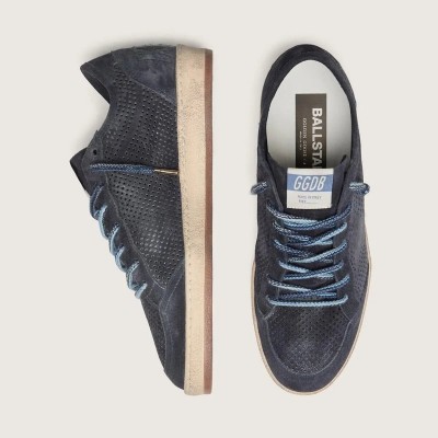 Golden Goose Ball Star In Dark Blue Perforated Suede With Dark Blue Suede Star Golden Goose Ball Star In Dark Blue Perforated Suede With Dark Blue Suede Star