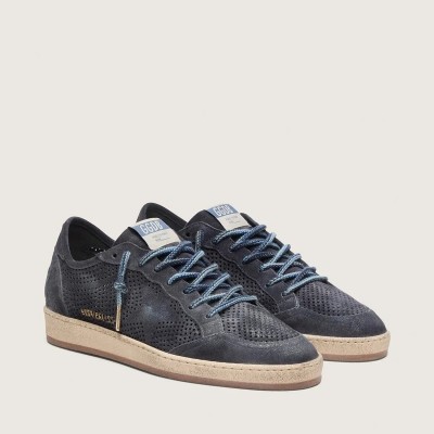Golden Goose Ball Star In Dark Blue Perforated Suede With Dark Blue Suede Star Golden Goose Ball Star In Dark Blue Perforated Suede With Dark Blue Suede Star