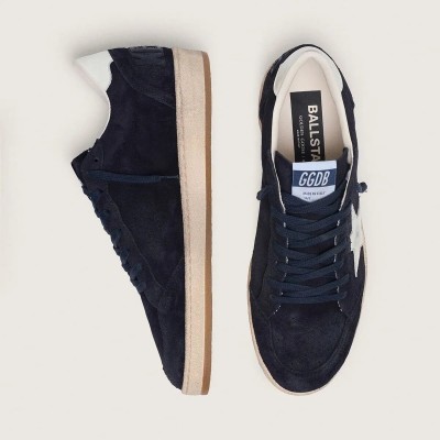 Golden Goose Ball Star In Dark Blue Suede With White Leather Star Golden Goose Ball Star In Dark Blue Suede With White Leather Star