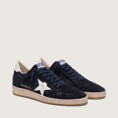 Golden Goose Ball Star In Dark Blue Suede With White Leather Star Golden Goose Ball Star In Dark Blue Suede With White Leather Star