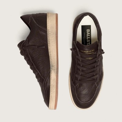 Golden Goose Ball Star In Dark Brown Leather With Tone-On-Tone Leather Star Golden Goose Ball Star In Dark Brown Leather With Tone-On-Tone Leather Star