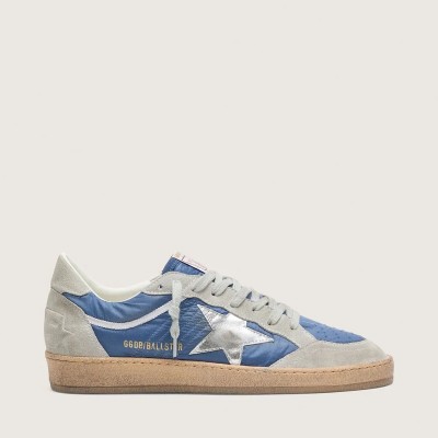 Golden Goose Ball Star In Denim-Blue Nylon With Light Gray Suede Inserts And Metallic Silver Leather Star Golden Goose Ball Star In Denim-Blue Nylon With Light Gray Suede Inserts And Metallic Silver Leather Star