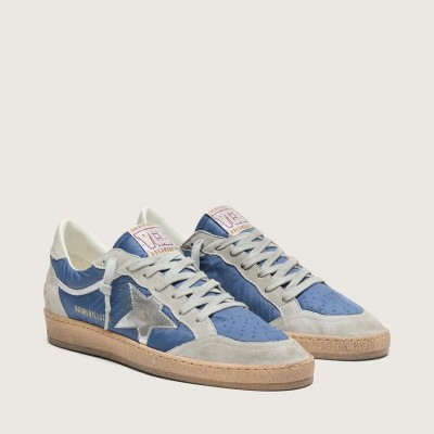 Golden Goose Ball Star In Denim-Blue Nylon With Light Gray Suede Inserts And Metallic Silver Leather Star Golden Goose Ball Star In Denim-Blue Nylon With Light Gray Suede Inserts And Metallic Silver Leather Star