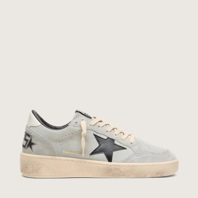 Golden Goose Ball Star In Gray Suede With Black Leather Star Golden Goose Ball Star In Gray Suede With Black Leather Star