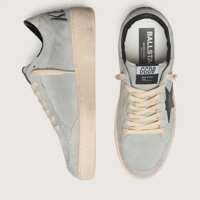 Golden Goose Ball Star In Gray Suede With Black Leather Star Golden Goose Ball Star In Gray Suede With Black Leather Star