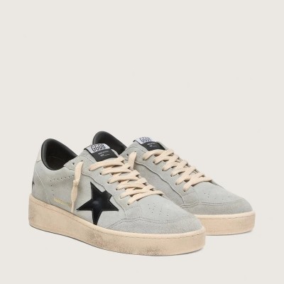 Golden Goose Ball Star In Gray Suede With Black Leather Star Golden Goose Ball Star In Gray Suede With Black Leather Star