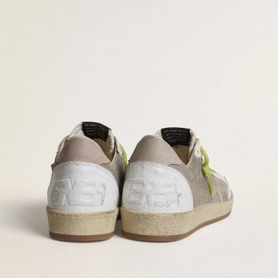 Golden Goose Ball Star In Gray Suede With Old Rose Suede Star And Beige Leather Heel Tab