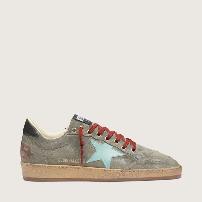 Golden Goose Ball Star In Green Suede With Aqua-Green Star Golden Goose Ball Star In Green Suede With Aqua-Green Star