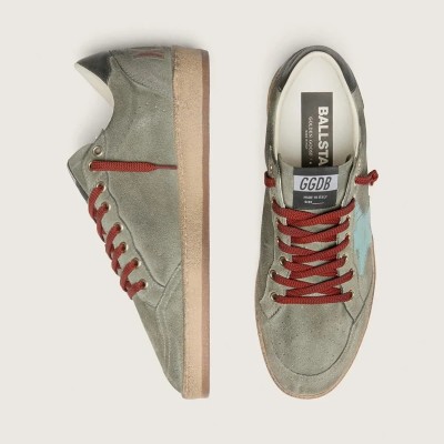 Golden Goose Ball Star In Green Suede With Aqua-Green Star Golden Goose Ball Star In Green Suede With Aqua-Green Star