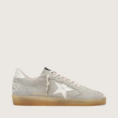 Golden Goose Ball Star In Light Gray Suede With White Leather Star Golden Goose Ball Star In Light Gray Suede With White Leather Star