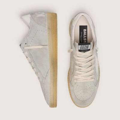 Golden Goose Ball Star In Light Gray Suede With White Leather Star Golden Goose Ball Star In Light Gray Suede With White Leather Star