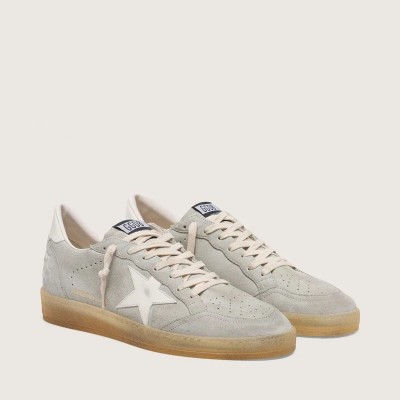 Golden Goose Ball Star In Light Gray Suede With White Leather Star Golden Goose Ball Star In Light Gray Suede With White Leather Star
