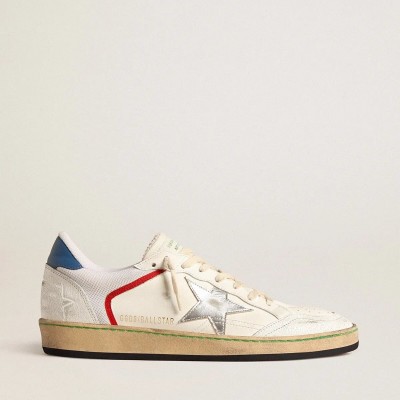 Golden Goose Ball Star In Nappa And Mesh With Silver Metallic Leather Star Golden Goose Ball Star In Nappa And Mesh With Silver Metallic Leather Star