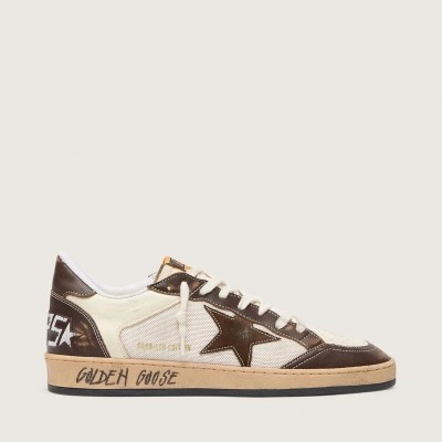 Golden Goose Ball Star In Nappa And Mesh With Suede Star And Brown Leather Inserts Golden Goose Ball Star In Nappa And Mesh With Suede Star And Brown Leather Inserts