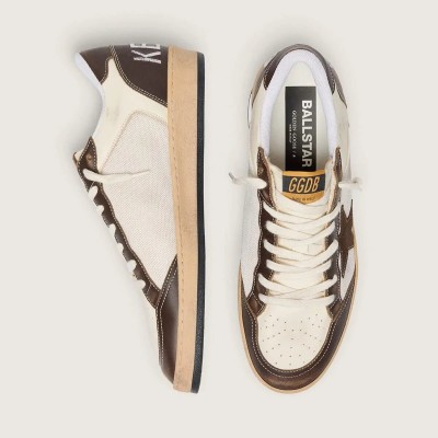 Golden Goose Ball Star In Nappa And Mesh With Suede Star And Brown Leather Inserts Golden Goose Ball Star In Nappa And Mesh With Suede Star And Brown Leather Inserts
