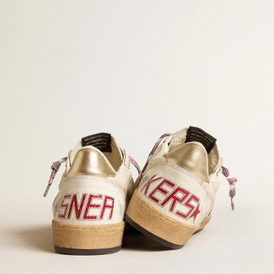Golden Goose Ball Star In Nappa Leather With Blue Suede Star And Platinum Leather Heel Tab Golden Goose Ball Star In Nappa Leather With Blue Suede Star And Platinum Leather Heel Tab