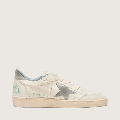 Golden Goose Ball Star In Nappa Leather With Gray Suede Star And Heel Tab Golden Goose Ball Star In Nappa Leather With Gray Suede Star And Heel Tab