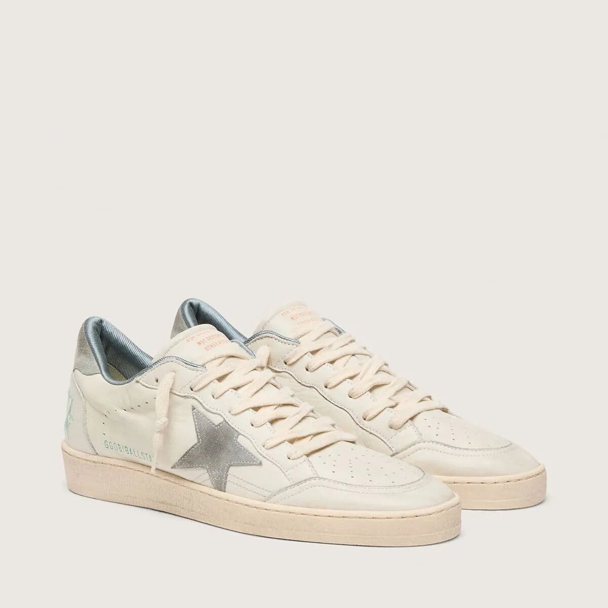 Golden Goose Ball Star In Nappa Leather With Gray Suede Star And Heel Tab Golden Goose Ball Star In Nappa Leather With Gray Suede Star And Heel Tab
