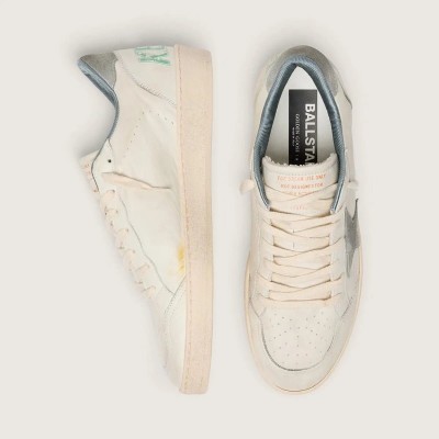 Golden Goose Ball Star In Nappa Leather With Gray Suede Star And Heel Tab Golden Goose Ball Star In Nappa Leather With Gray Suede Star And Heel Tab