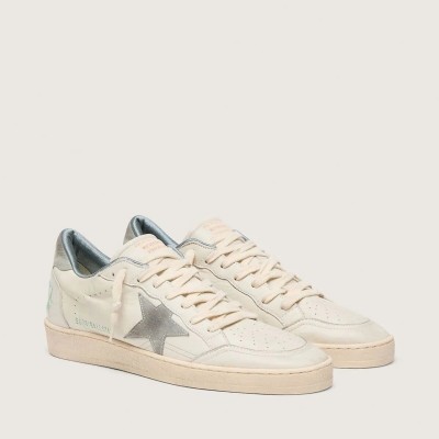 Golden Goose Ball Star In Nappa Leather With Gray Suede Star And Heel Tab Golden Goose Ball Star In Nappa Leather With Gray Suede Star And Heel Tab