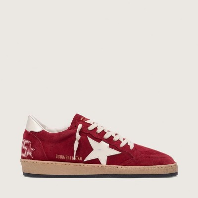 Golden Goose Ball Star In Red Suede With White Star Golden Goose Ball Star In Red Suede With White Star